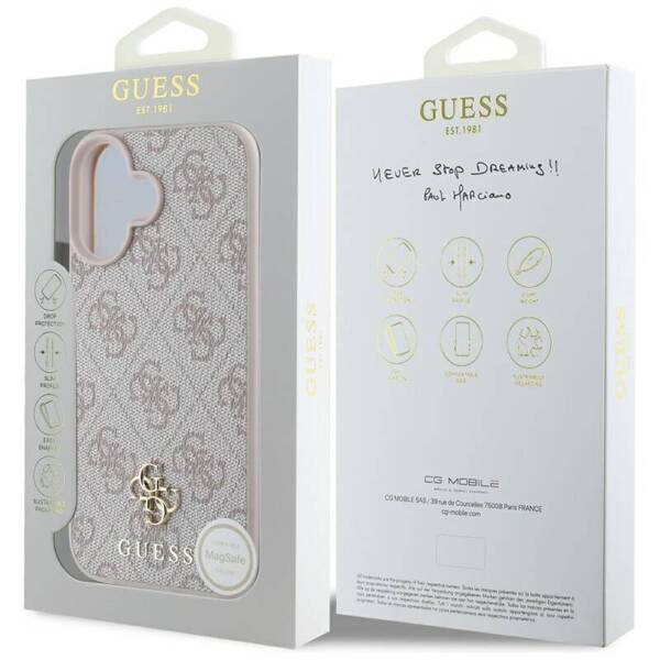 ETUI DO IPHONE 16 GUESS HC PU 4G SMALL AND CLASSIC MAGSAFE RÓŻOWE