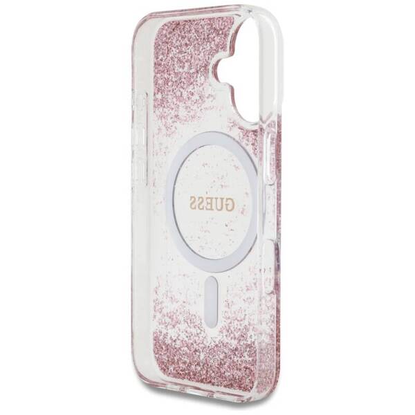 ETUI DO IPHONE 16 GUESS HC RESIN BOTTOM GLITTER MAGSAFE RÓŻOWE