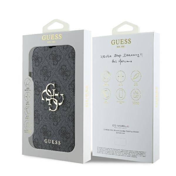 ETUI DO IPHONE 16 PLUS 6.7" GUESS 4G METAL LOGO CZARNE