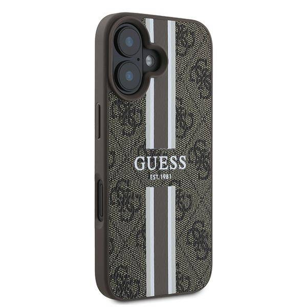 ETUI DO IPHONE 16 PLUS 6.7" GUESS 4G PRINTED STRIPES MAGSAFE BRĄZOWE