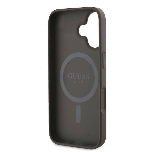 ETUI DO IPHONE 16 PLUS 6.7" GUESS 4G PRINTED STRIPES MAGSAFE BRĄZOWE