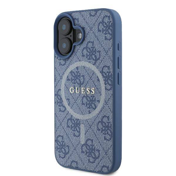 ETUI DO IPHONE 16 PLUS 6.7" GUESS 4G RING CLASSIC LOGO MAGSAFE NIEBIESKIE