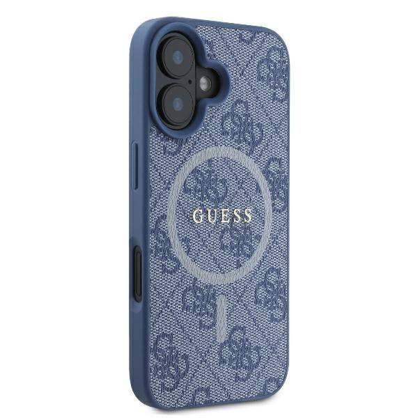 ETUI DO IPHONE 16 PLUS 6.7" GUESS 4G RING CLASSIC LOGO MAGSAFE NIEBIESKIE