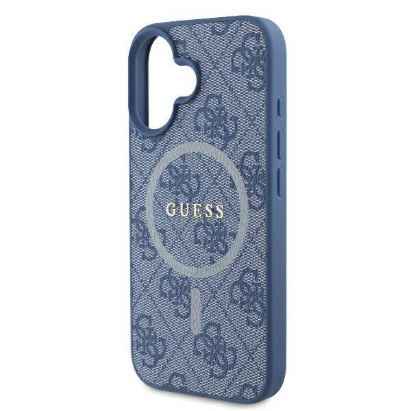 ETUI DO IPHONE 16 PLUS 6.7" GUESS 4G RING CLASSIC LOGO MAGSAFE NIEBIESKIE