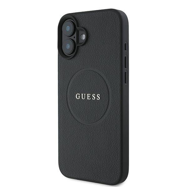 ETUI DO IPHONE 16 PLUS 6.7" GUESS GRAINED RING MAGSAFE CZARNE