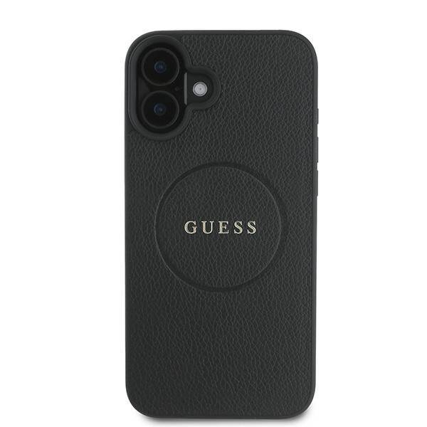 ETUI DO IPHONE 16 PLUS 6.7" GUESS GRAINED RING MAGSAFE CZARNE