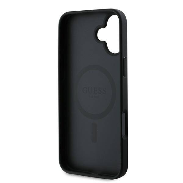 ETUI DO IPHONE 16 PLUS 6.7" GUESS GRAINED RING MAGSAFE CZARNE