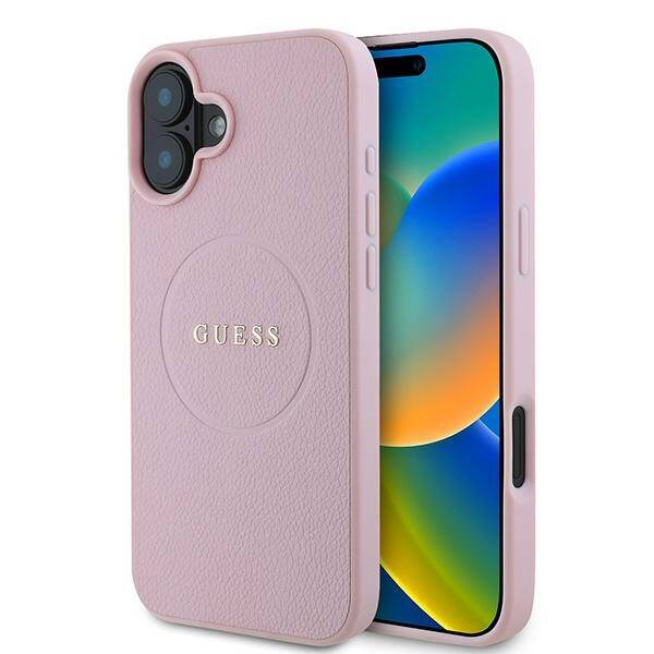 ETUI DO IPHONE 16 PLUS 6.7" GUESS GRAINED RING MAGSAFE RÓŻOWE