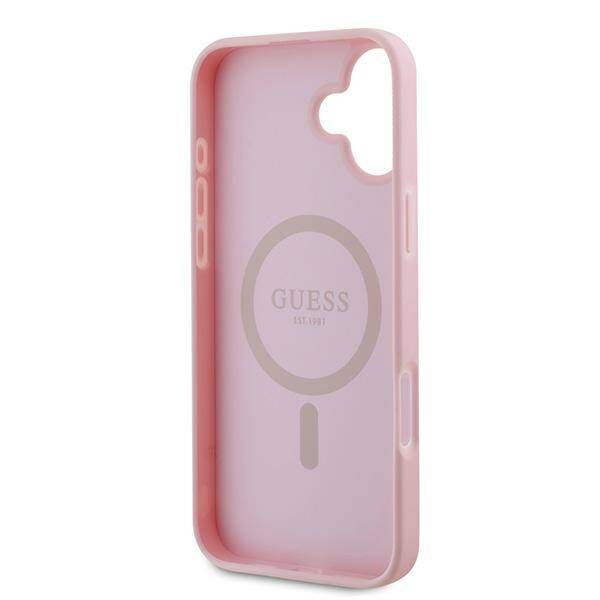 ETUI DO IPHONE 16 PLUS 6.7" GUESS GRAINED RING MAGSAFE RÓŻOWE