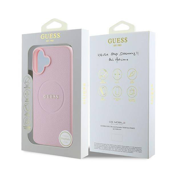 ETUI DO IPHONE 16 PLUS 6.7" GUESS GRAINED RING MAGSAFE RÓŻOWE