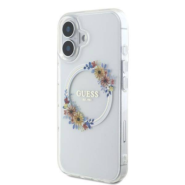 ETUI DO IPHONE 16 PLUS 6.7" GUESS IML FLOWERS WREATH MAGSAFE PRZEŹROCZYSTE