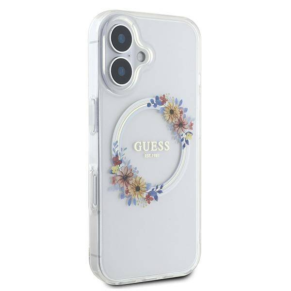 ETUI DO IPHONE 16 PLUS 6.7" GUESS IML FLOWERS WREATH MAGSAFE PRZEŹROCZYSTE