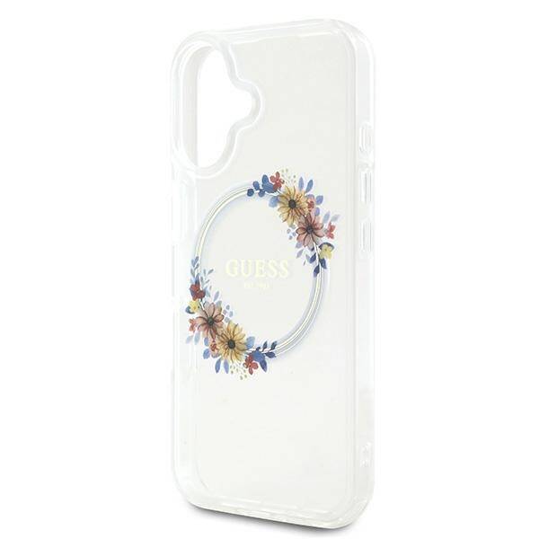 ETUI DO IPHONE 16 PLUS 6.7" GUESS IML FLOWERS WREATH MAGSAFE PRZEŹROCZYSTE