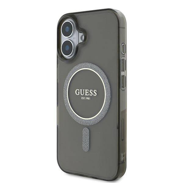 ETUI DO IPHONE 16 PLUS 6.7" GUESS IML GLITTER CIRCLE MAGSAFE CZARNE