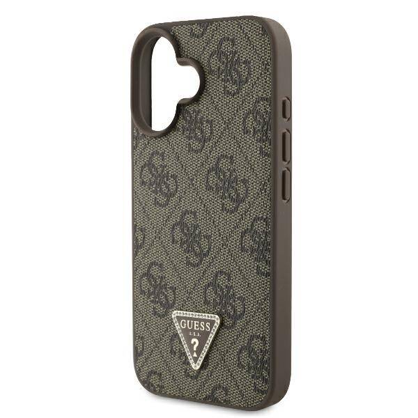 ETUI DO IPHONE 16 PLUS 6.7" GUESS LEATHER 4G TRIANGLE STRASS MAGSAFE