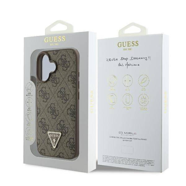 ETUI DO IPHONE 16 PLUS 6.7" GUESS LEATHER 4G TRIANGLE STRASS MAGSAFE