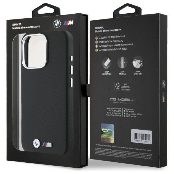 ETUI DO IPHONE 16 PRO 6.3" BMW M EDITION KEVLAR CZARNY WRAPPED METAL