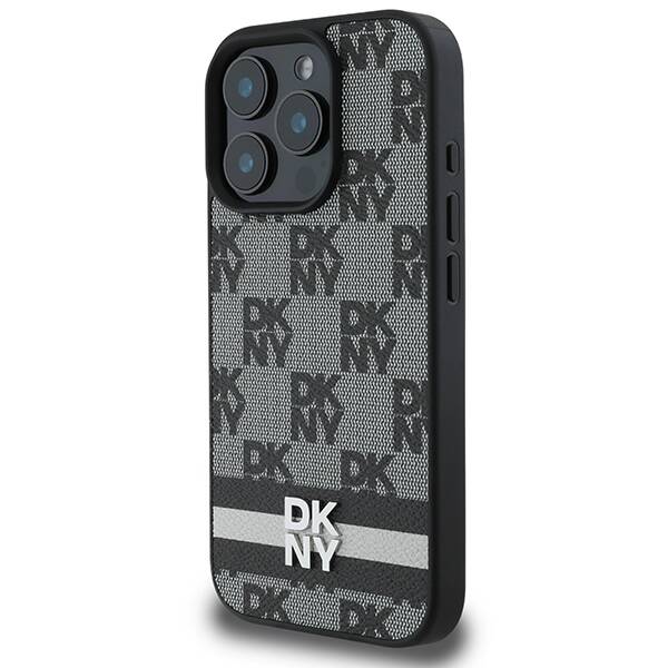 ETUI DO IPHONE 16 PRO 6.3" DKNY CHECKERED PATTERN & PRINTED STRIPES CZARNE