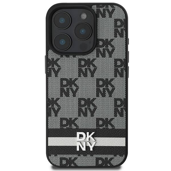 ETUI DO IPHONE 16 PRO 6.3" DKNY CHECKERED PATTERN & PRINTED STRIPES CZARNE