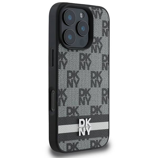 ETUI DO IPHONE 16 PRO 6.3" DKNY CHECKERED PATTERN & PRINTED STRIPES CZARNE