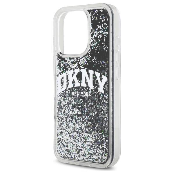 ETUI DO IPHONE 16 PRO 6.3" DKNY LIQUID GLITTER ARCH LOGO CZARNE