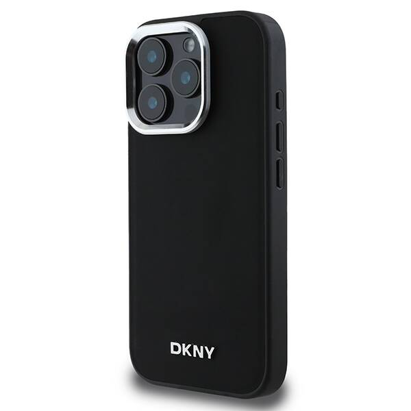 ETUI DO IPHONE 16 PRO 6.3" DKNY PLAIN SILVER LOGO MAGSAFE CZARNE