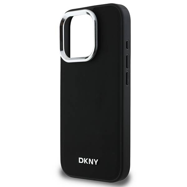 ETUI DO IPHONE 16 PRO 6.3" DKNY PLAIN SILVER LOGO MAGSAFE CZARNE