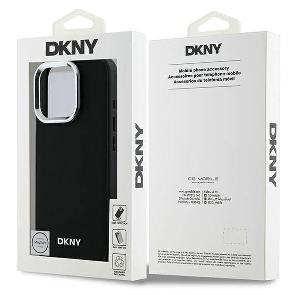 ETUI DO IPHONE 16 PRO 6.3" DKNY PLAIN SILVER LOGO MAGSAFE CZARNE