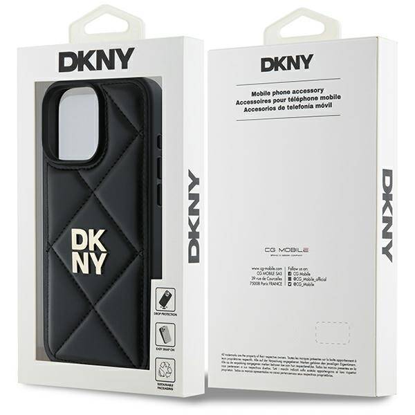 ETUI DO IPHONE 16 PRO 6.3" DKNY QUILTED STACK LOGO CZARNE