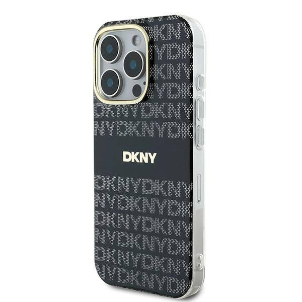 ETUI DO IPHONE 16 PRO 6.3" DKNY REPEAT TEXTURE PATTERN WITH STRIPE CZARNE