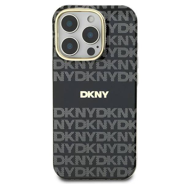 ETUI DO IPHONE 16 PRO 6.3" DKNY REPEAT TEXTURE PATTERN WITH STRIPE CZARNE