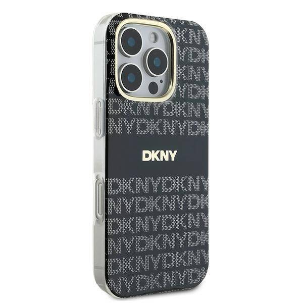 ETUI DO IPHONE 16 PRO 6.3" DKNY REPEAT TEXTURE PATTERN WITH STRIPE CZARNE