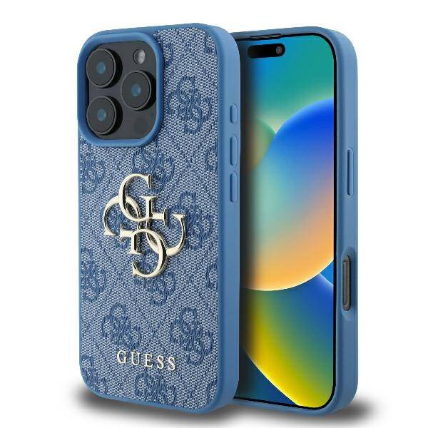 ETUI DO IPHONE 16 PRO 6.3" GUESS 4G BIG LOGO NIEBIESKIE