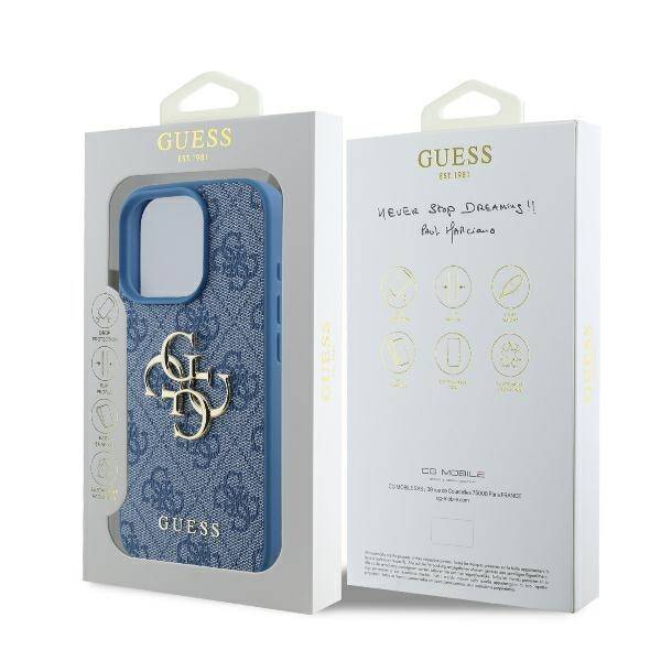 ETUI DO IPHONE 16 PRO 6.3" GUESS 4G BIG LOGO NIEBIESKIE