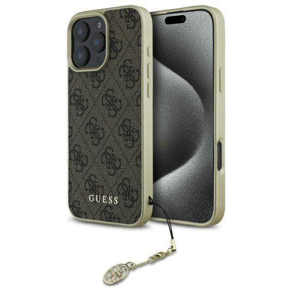 ETUI DO IPHONE 16 PRO 6.3" GUESS 4G CHARMS COLLECTION BRĄZOWE