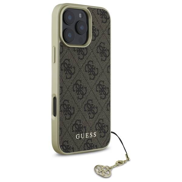 ETUI DO IPHONE 16 PRO 6.3" GUESS 4G CHARMS COLLECTION BRĄZOWE