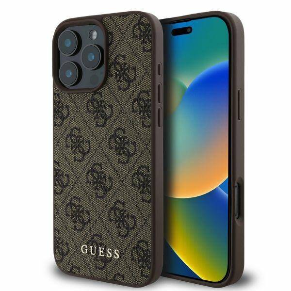 ETUI DO IPHONE 16 PRO 6.3" GUESS 4G CLASSIC BRĄZOWE