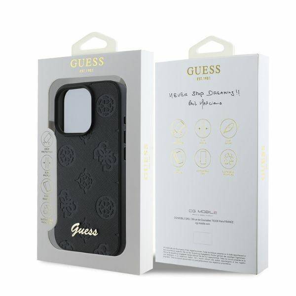 ETUI DO IPHONE 16 PRO 6.3" GUESS 4G CLASSIC CZARNE