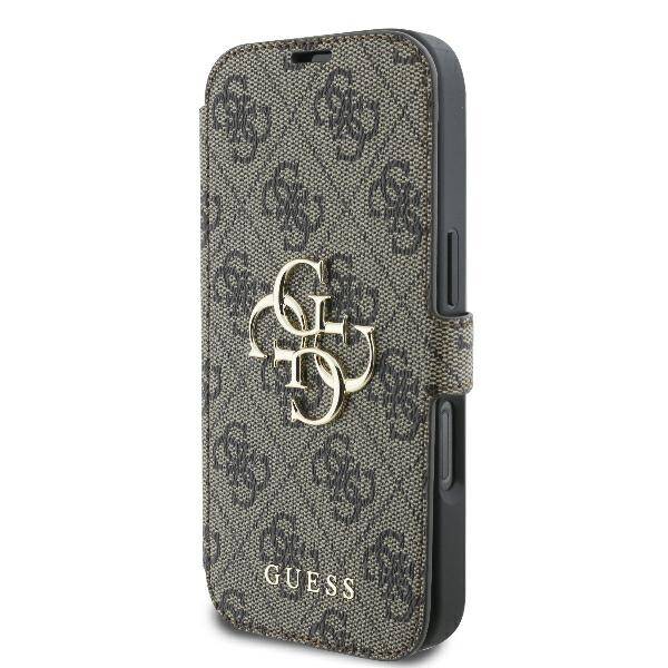 ETUI DO IPHONE 16 PRO 6.3" GUESS 4G METAL LOGO BRĄZOWE