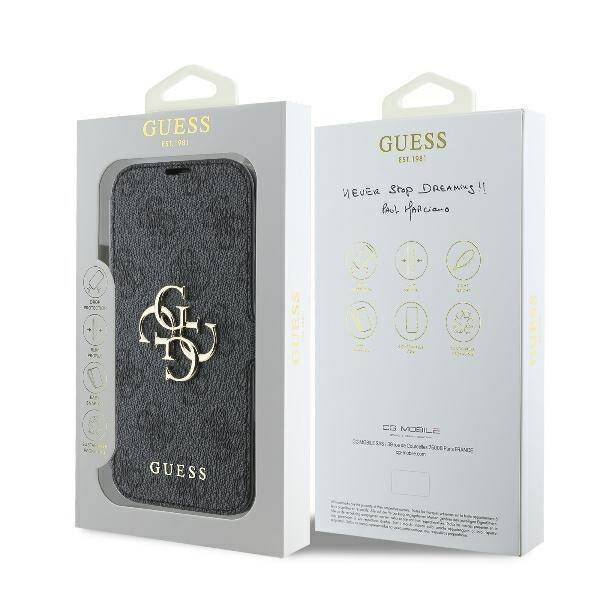 ETUI DO IPHONE 16 PRO 6.3" GUESS 4G METAL LOGO CZARNE