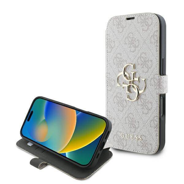 ETUI DO IPHONE 16 PRO 6.3" GUESS 4G METAL LOGO RÓŻOWE