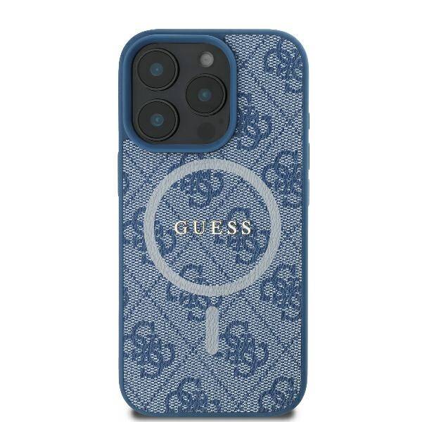 ETUI DO IPHONE 16 PRO 6.3" GUESS 4G RING CLASSIC LOGO MAGSAFE NIEBIESKIE