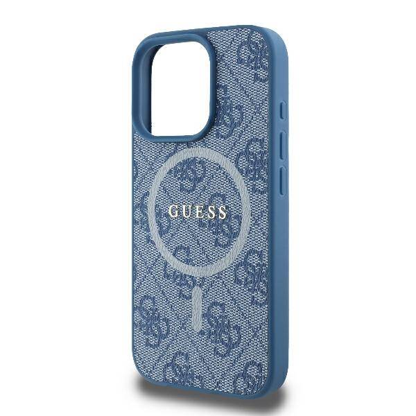 ETUI DO IPHONE 16 PRO 6.3" GUESS 4G RING CLASSIC LOGO MAGSAFE NIEBIESKIE