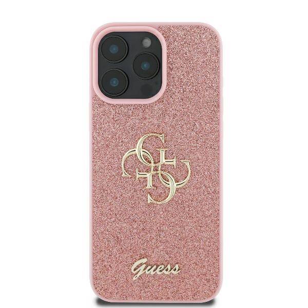 ETUI DO IPHONE 16 PRO 6.3" GUESS FIXED GLITTER BIG 4G RÓŻOWE