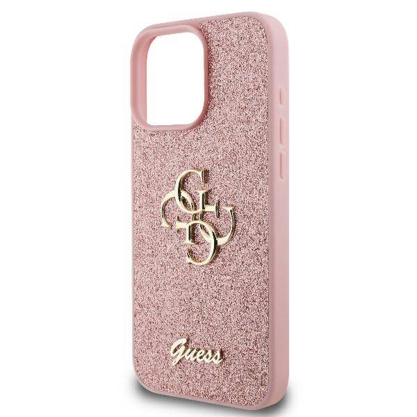 ETUI DO IPHONE 16 PRO 6.3" GUESS FIXED GLITTER BIG 4G RÓŻOWE