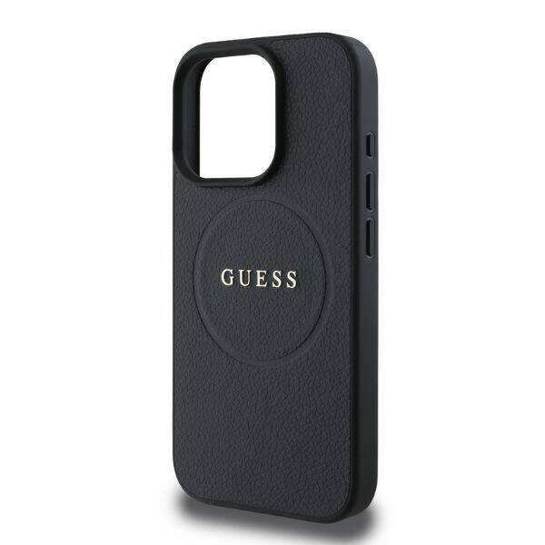 ETUI DO IPHONE 16 PRO 6.3" GUESS GRAINED RING MAGSAFE CZARNE