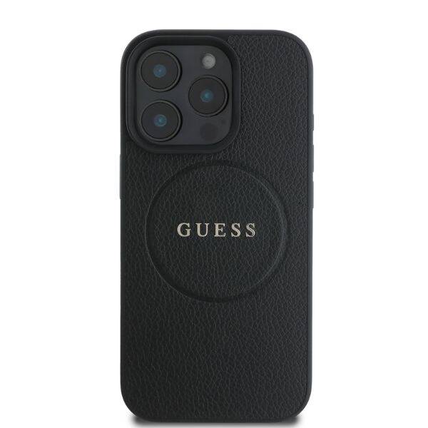 ETUI DO IPHONE 16 PRO 6.3" GUESS GRAINED RING MAGSAFE CZARNE