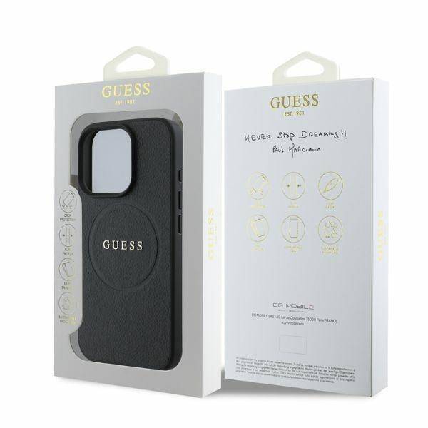 ETUI DO IPHONE 16 PRO 6.3" GUESS GRAINED RING MAGSAFE CZARNE