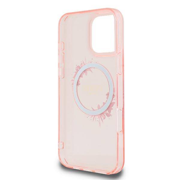 ETUI DO IPHONE 16 PRO 6.3" GUESS IML FLOWERS WREATH MAGSAFE RÓŻOWE