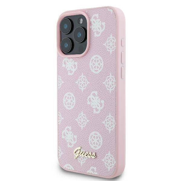 ETUI DO IPHONE 16 PRO 6.3" GUESS PEONY SCRIPT LOGO MAGSAFE RÓŻOWE